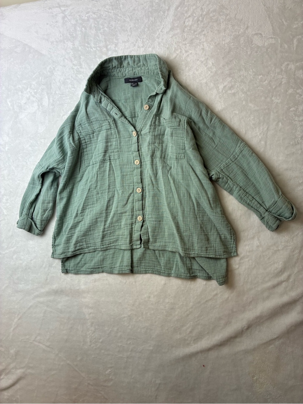 Primark Sage Green Textured Button Front Shirt - Picture 3 of 8